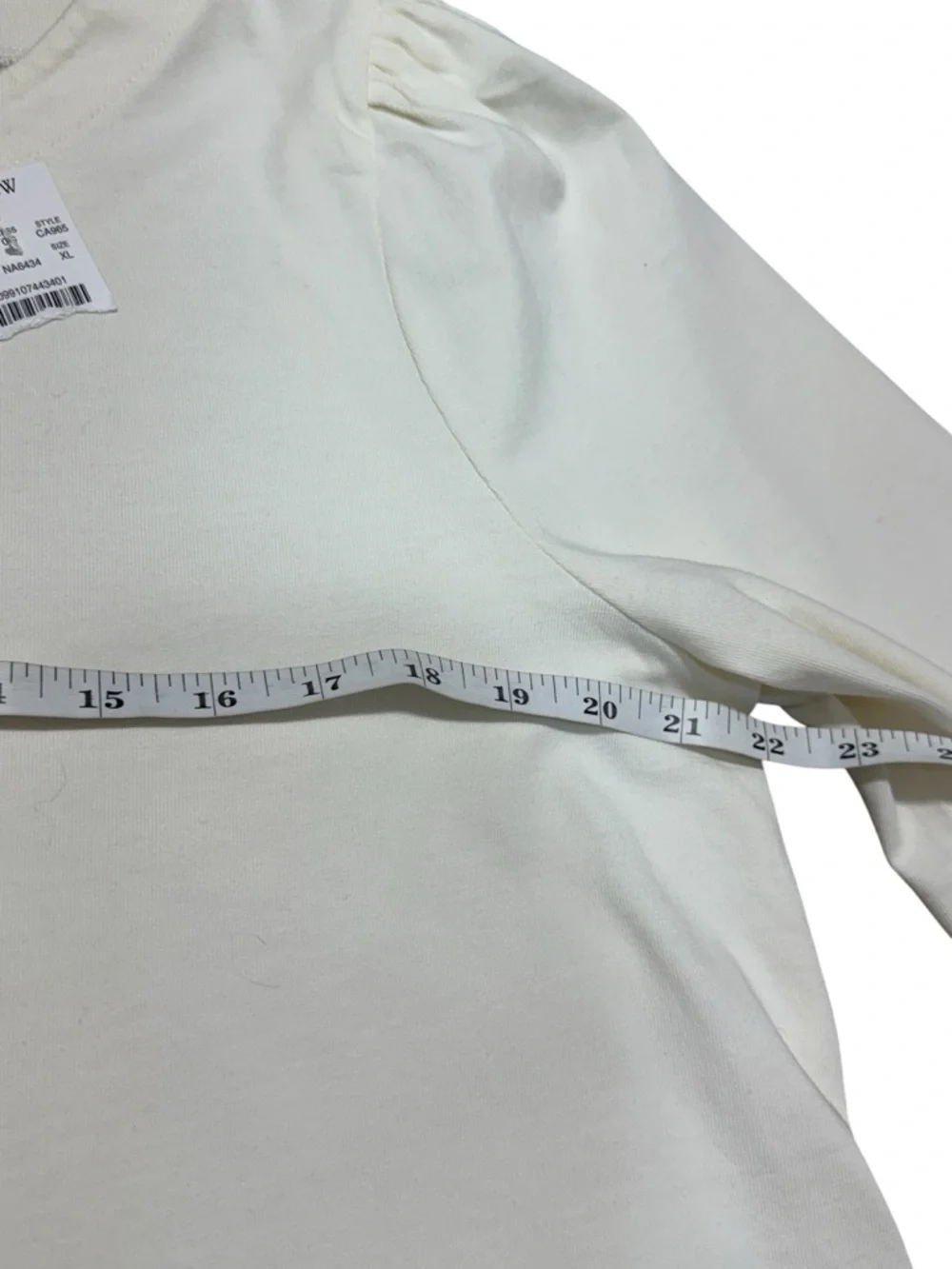 J. Crew Womens XL Puff Sleeve Button Back Top Ivory Cotton Long Sleeve Blouse